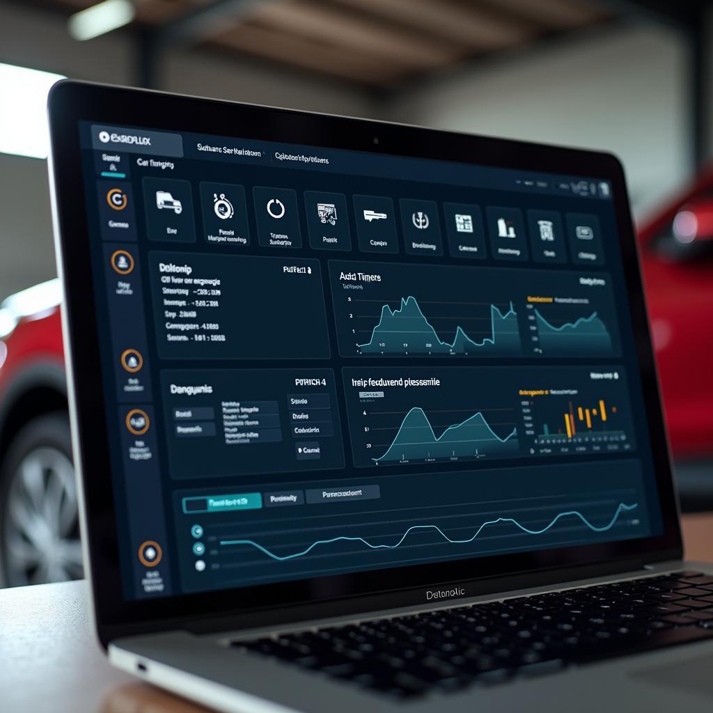 Moderne KFZ Diagnose Software: Darstellung der Softwareoberfläche auf einem Laptop.