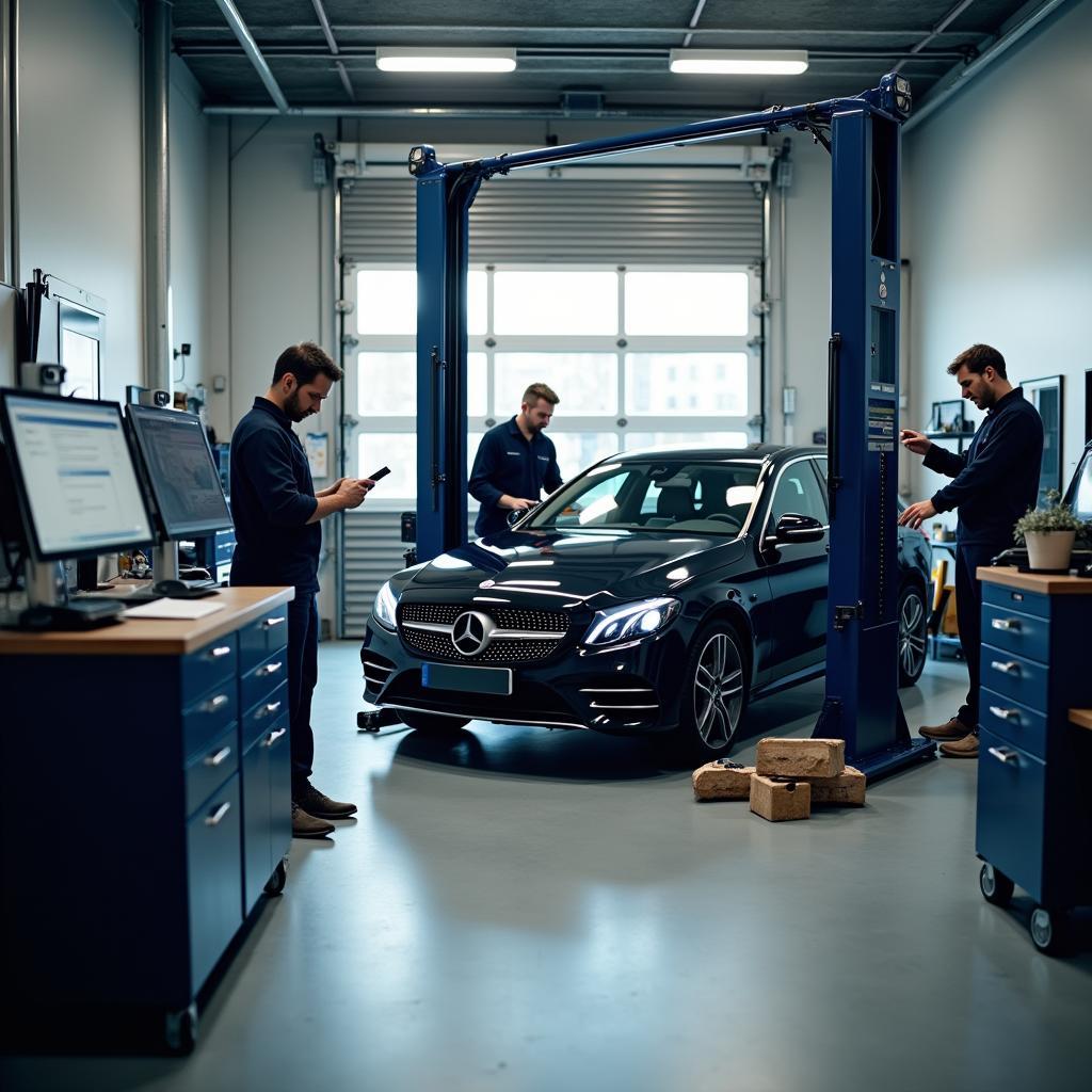 Moderne Werkstatt in einem Berliner Motorzentrum