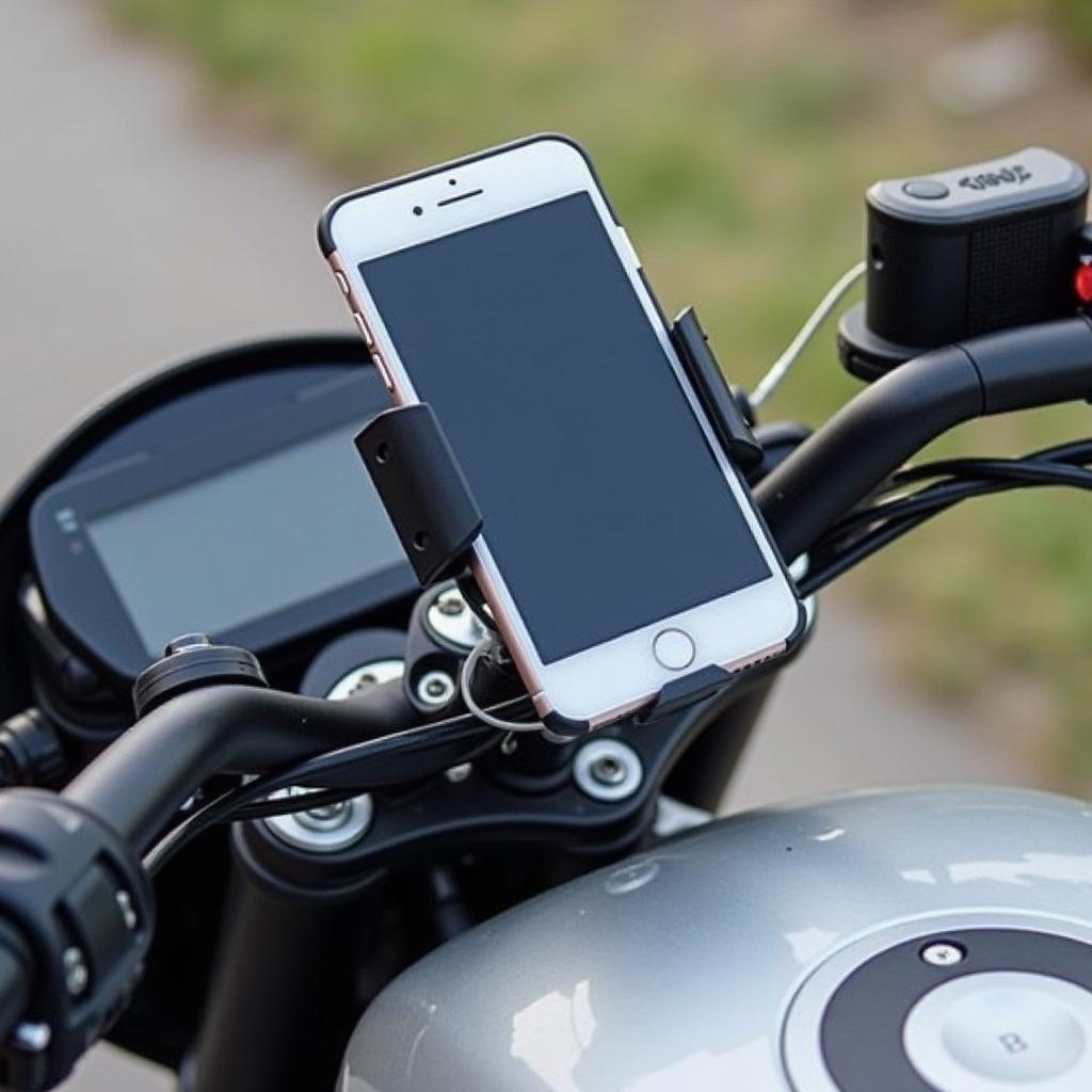 Smartphone Halterung und Powerbank für die Motorrad Navigation.