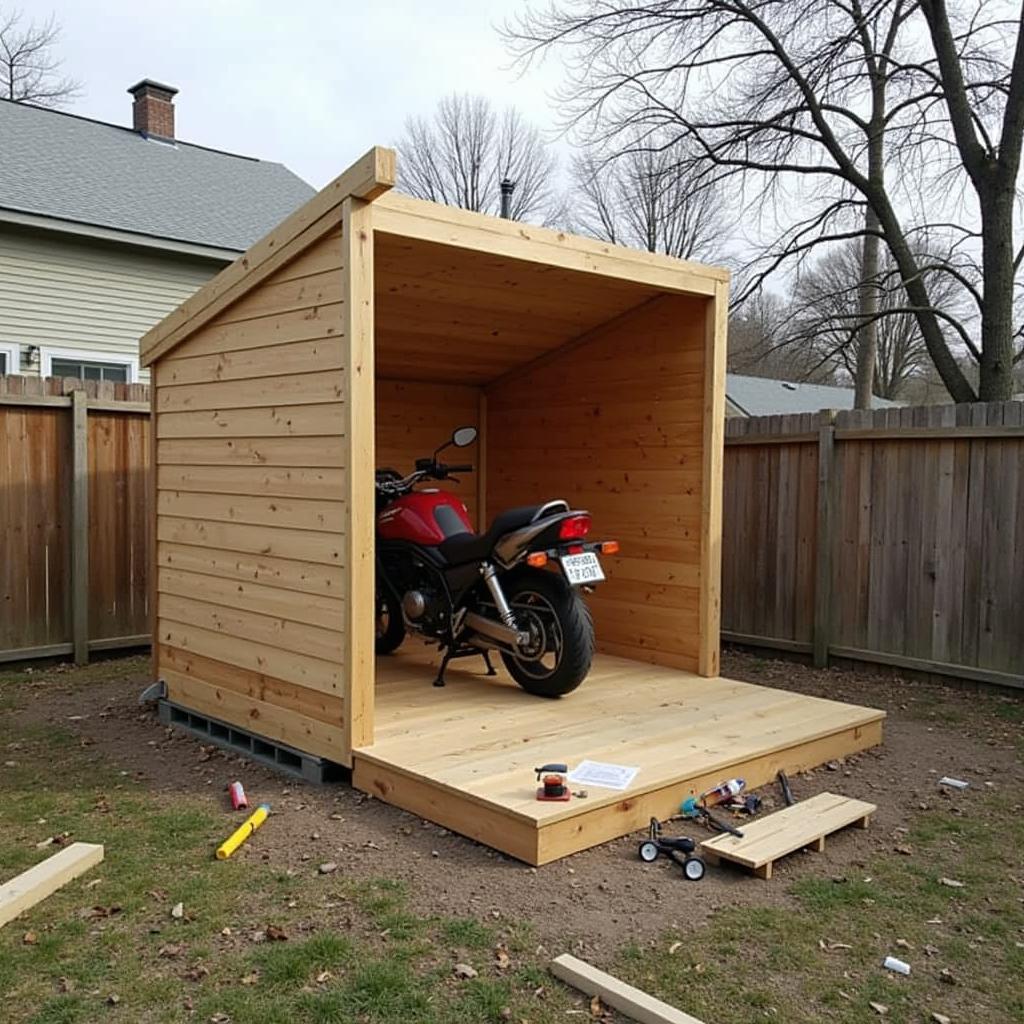 Motorrad Unterstand aus Holz Bauen