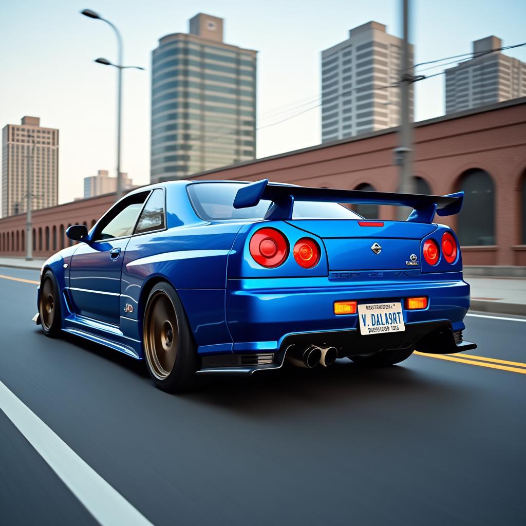 Blauer Nissan Skyline GTR R34 aus dem Film Fast and Furious