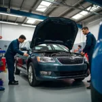 Auto Reparatur Werkstatt obenrum untenrum