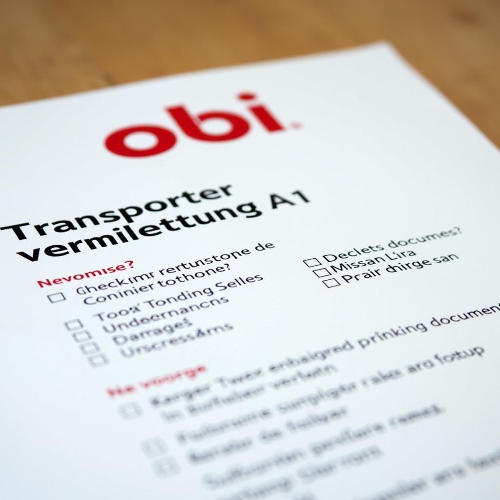 Obi Transporter Checkliste vor Abholung