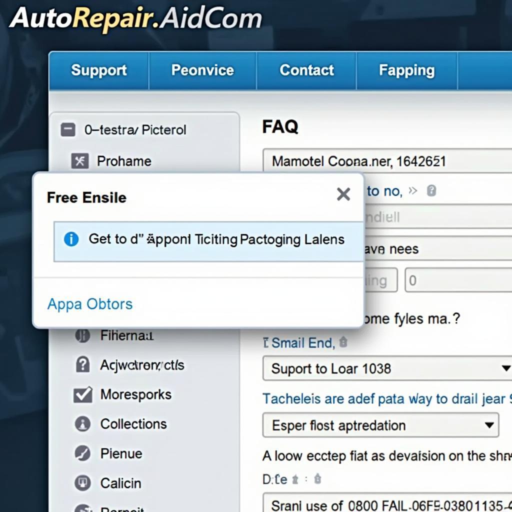 Online Support auf der Autorepairaid Website