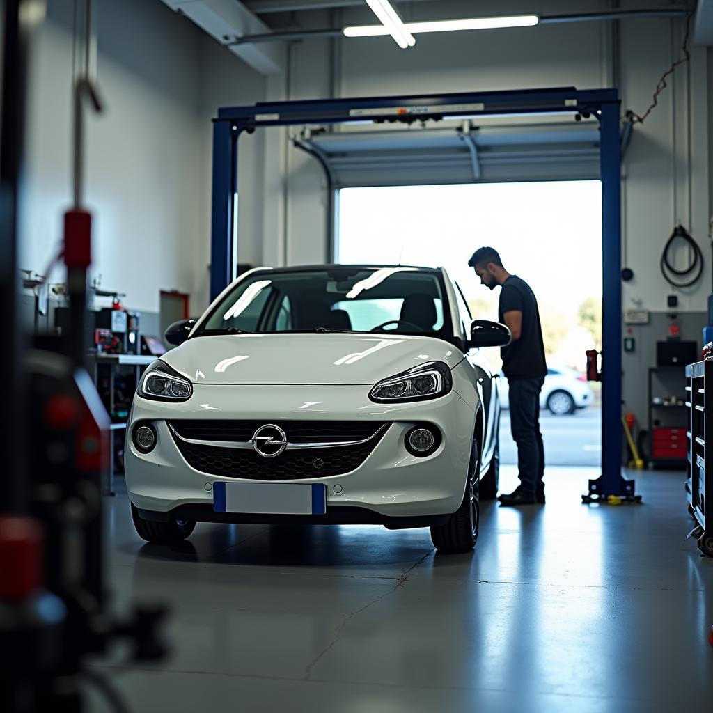 Opel Adam in der Werkstatt zur Reparatur