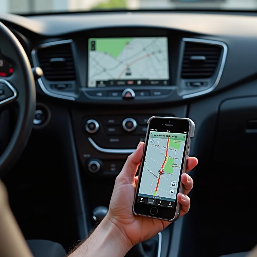 Smartphone verbunden mit dem Infotainmentsystem des Opel Astra über Apple CarPlay.