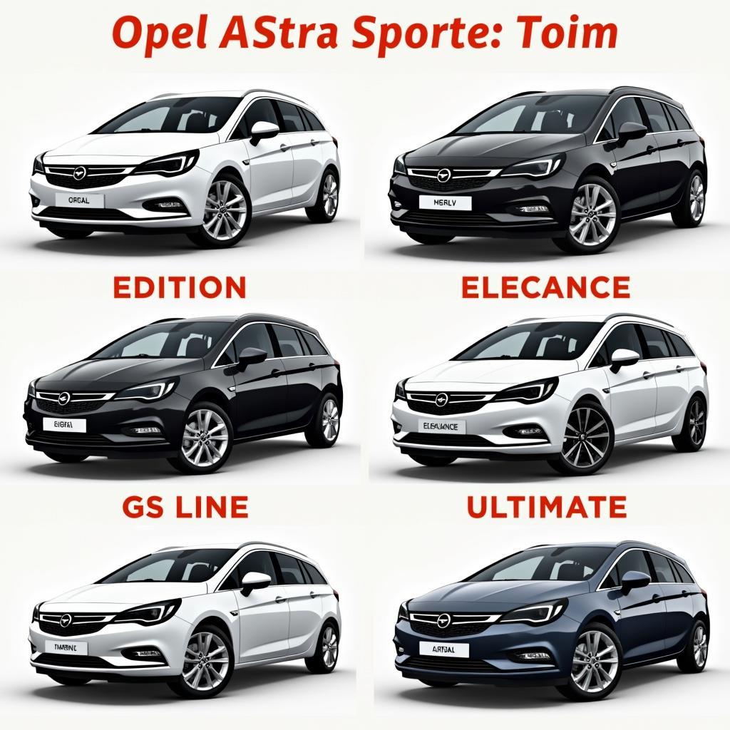 Différentes options de finition pour l'Opel Astra Sports Tourer.