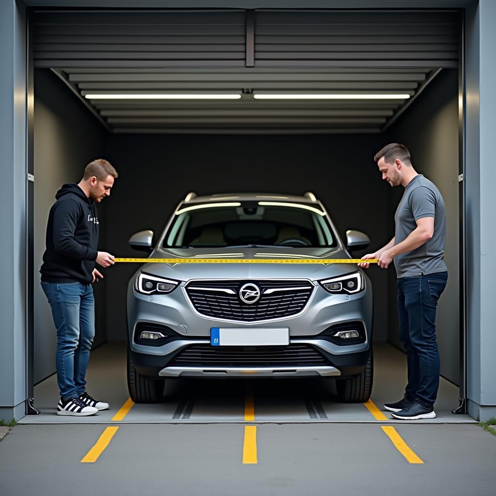 Opel Grandland X i garage - Kontrol af dimensioner