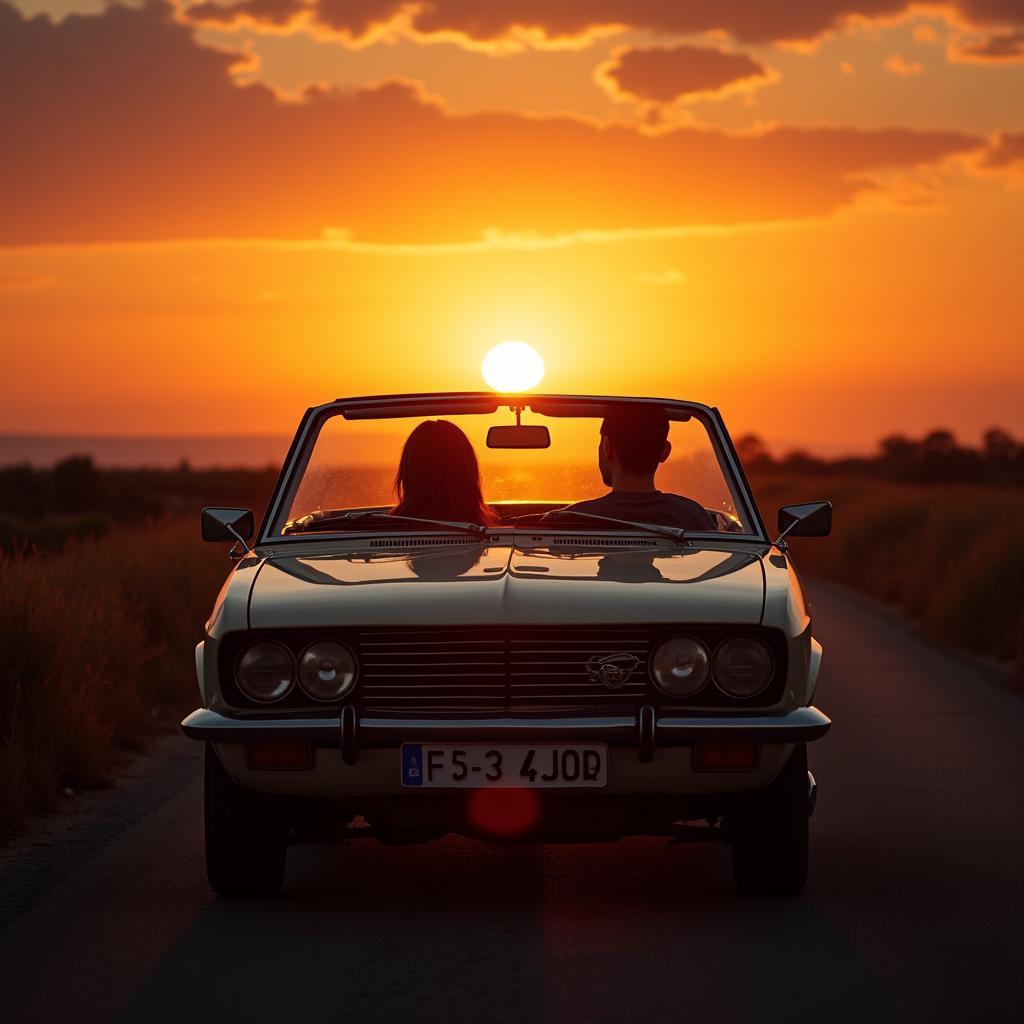 Opel Rekord Cabrio bei Sonnenuntergang - Ein zeitloser Klassiker.