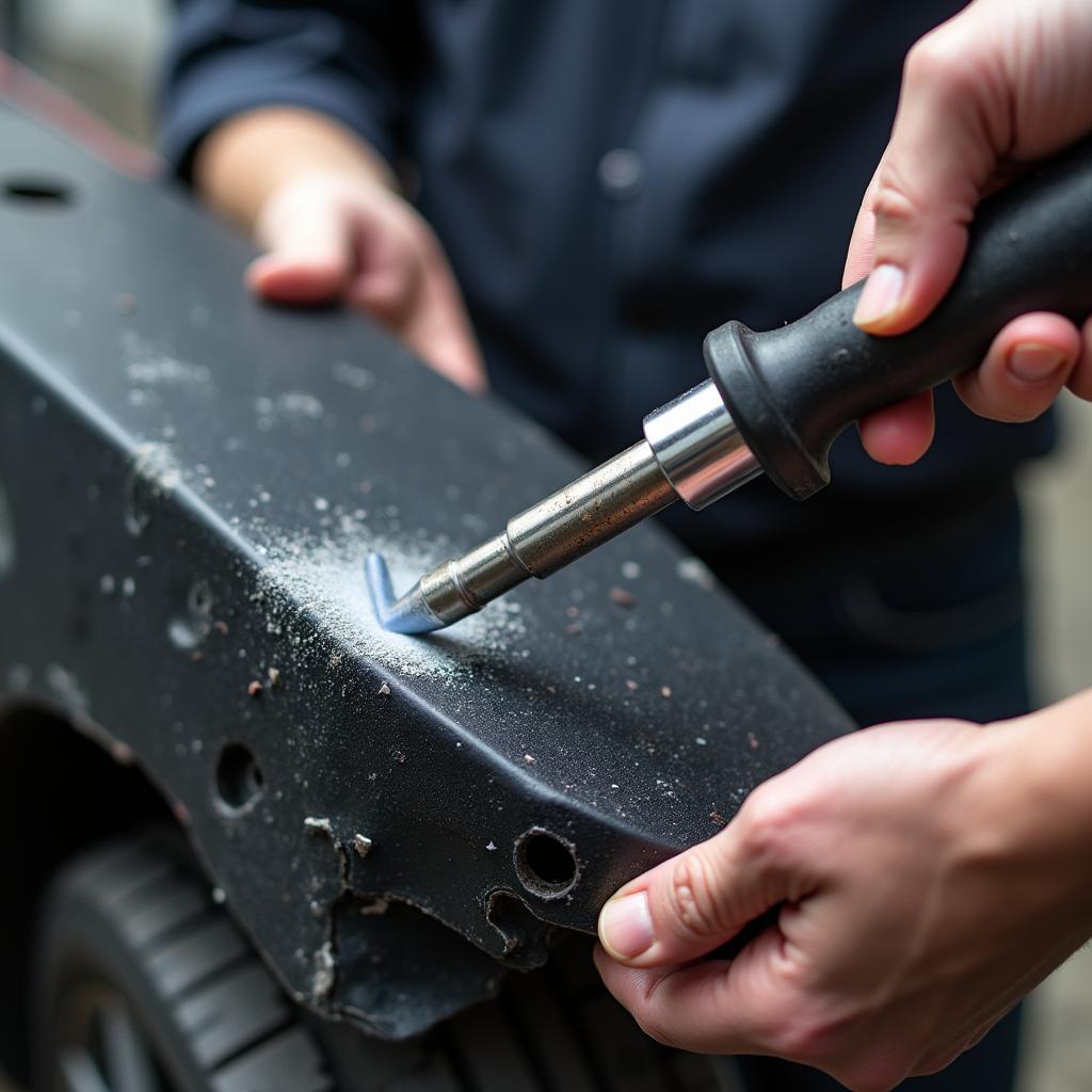 Anwendung des Parkside Kunststoffschweißgeräts bei der Autoreparatur