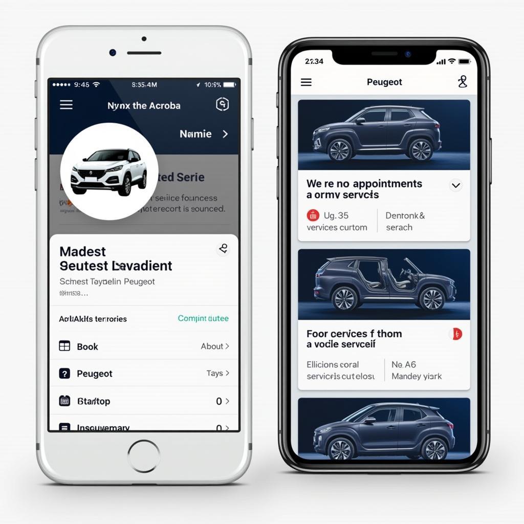 Mobile App Nutzung von Peugeot Service auf dem Smartphone