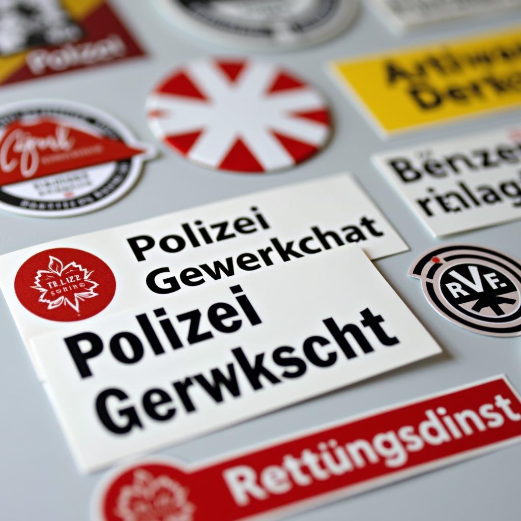 Aufkleber von Polizei, Feuerwehr und Rettungsdienst