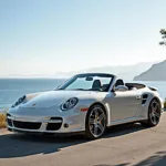 Porsche 997 Turbo Cabrio am Meer geparkt