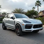 Porsche Cayenne mit 21 Zoll Felgen in Silber