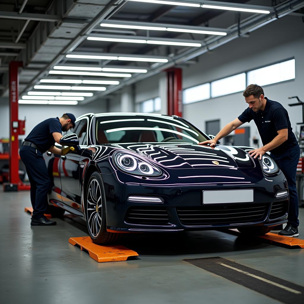 Porsche Panamera 2014 in der Werkstatt