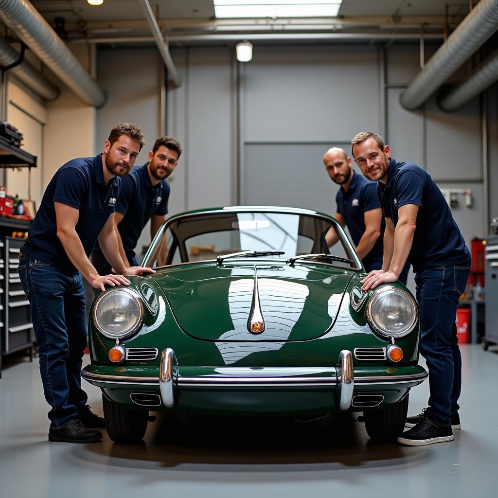 Expertenteam in einer Porsche Werkstatt in Wuppertal