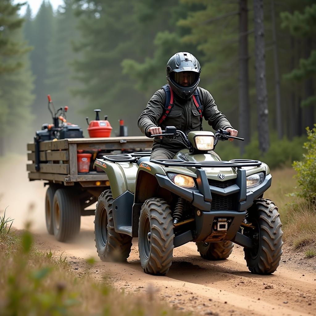 Quad mit Pritsche im Einsatz