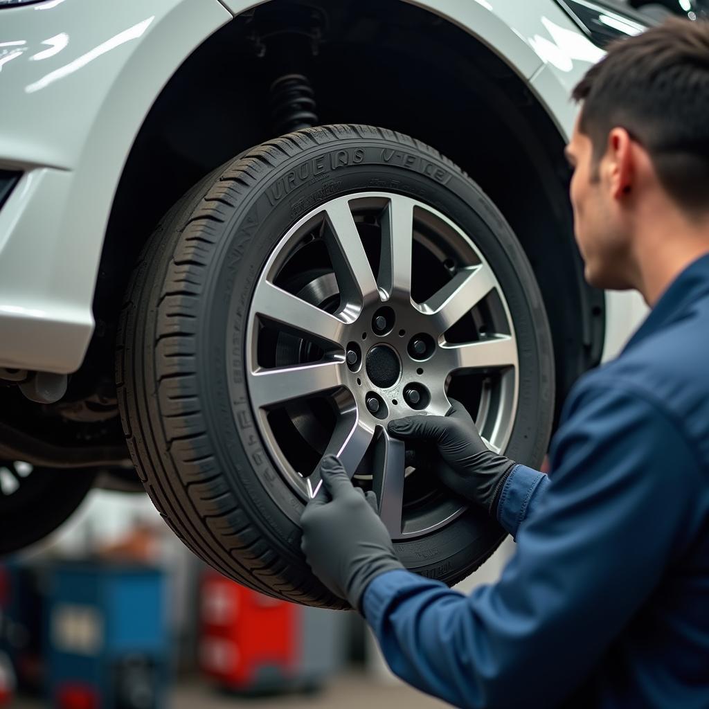 Radlagerwechsel in der Werkstatt: Professionelle Reparatur durch Kfz-Mechaniker.