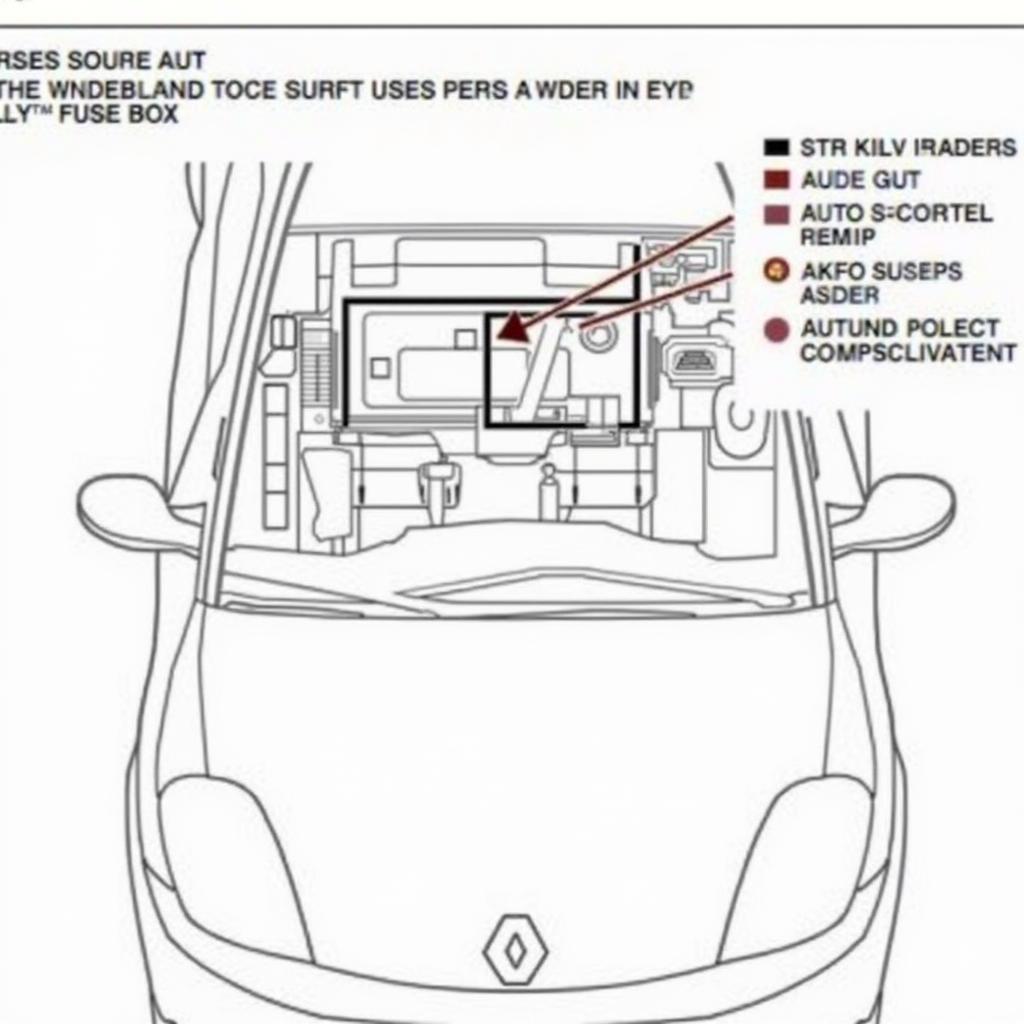 Renault Clio Sicherungskasten Schema mit Relais-Bezeichnungen