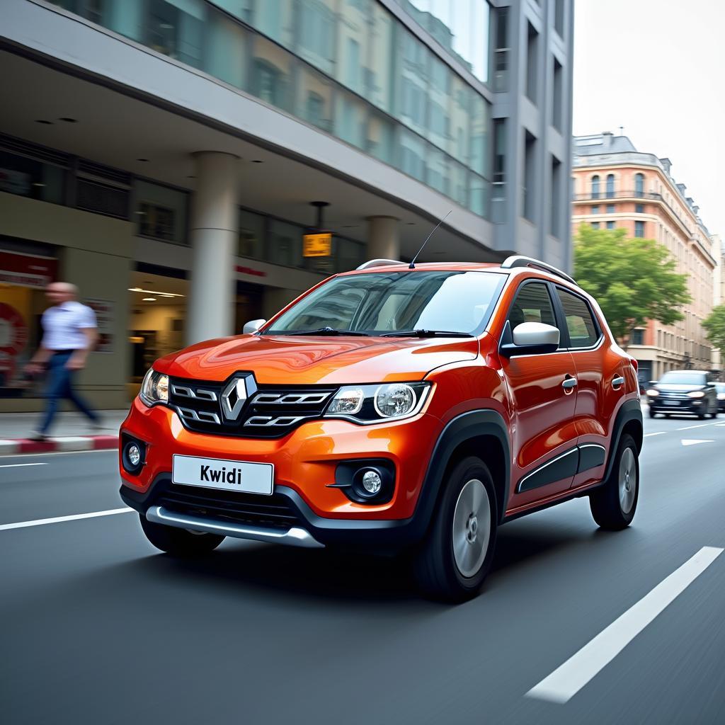 Renault Kwid im Stadtverkehr: Ein wendiger Kleinwagen für den urbanen Alltag.