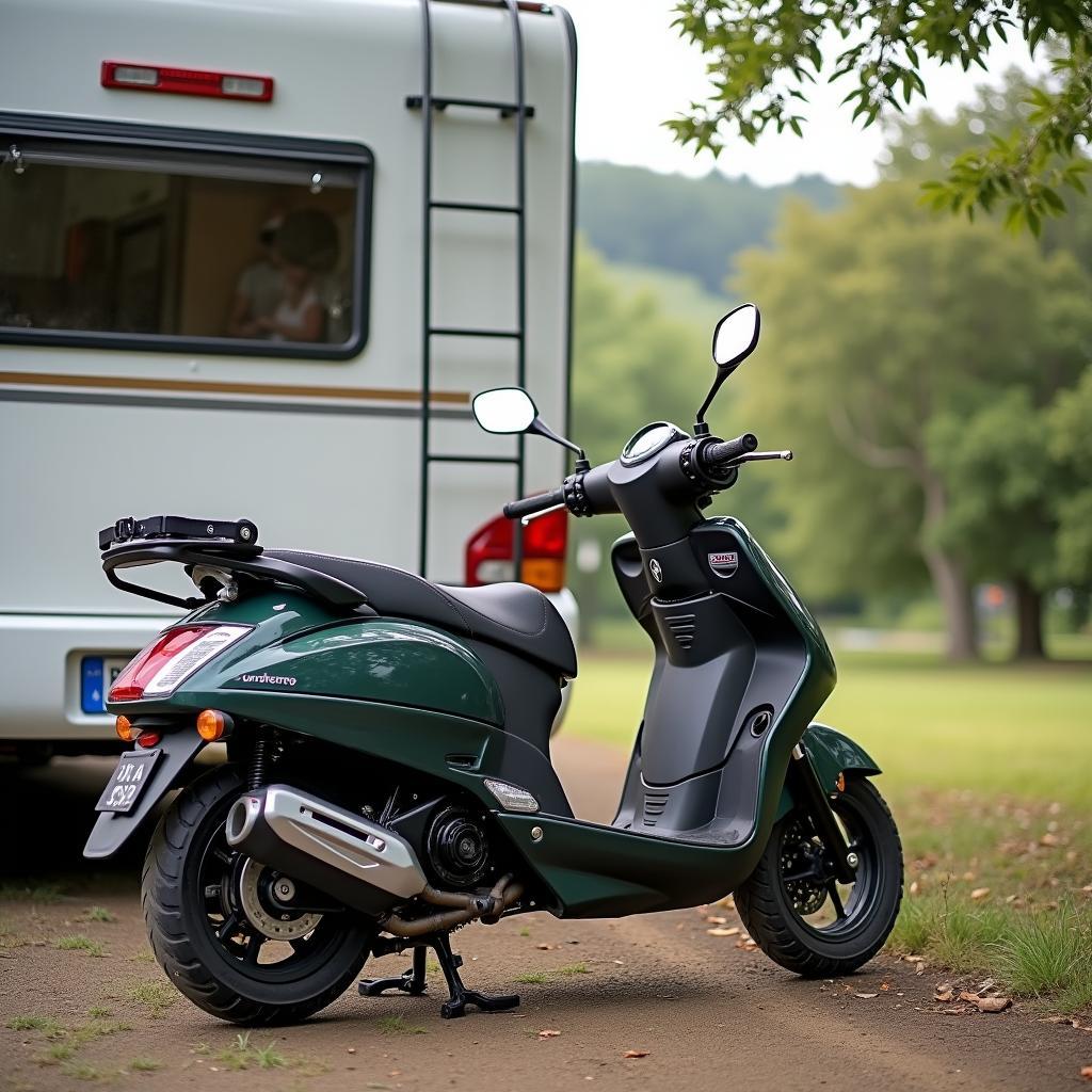 Roller am Wohnmobil befestigt