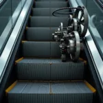 Detailansicht der Technik einer Rolltreppe