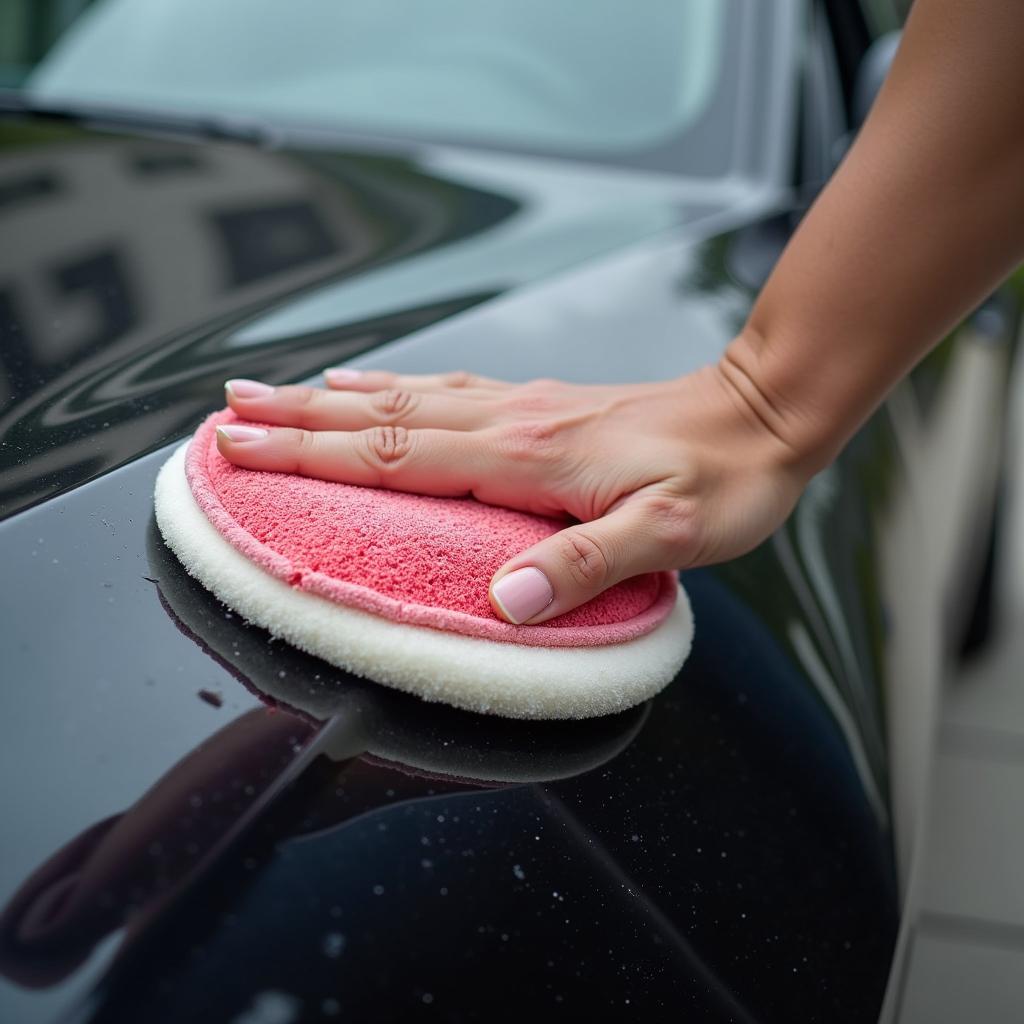 Rot-Weiß Polierpaste Anwendung auf Autolack