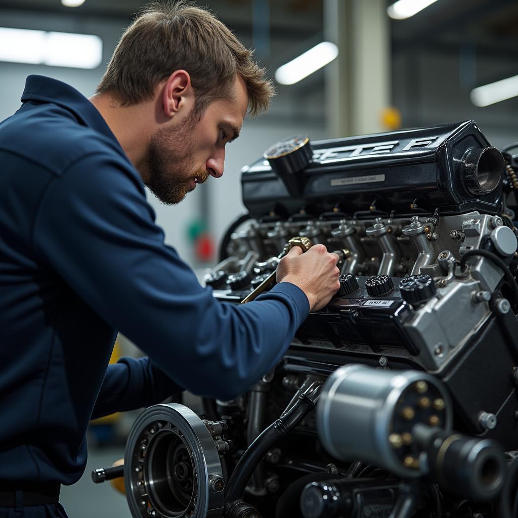 Professionelle Wartung und Reparatur eines Rotek Motors in der Werkstatt.