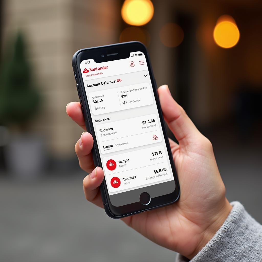 Nutzung der Santander Bank App auf einem Smartphone