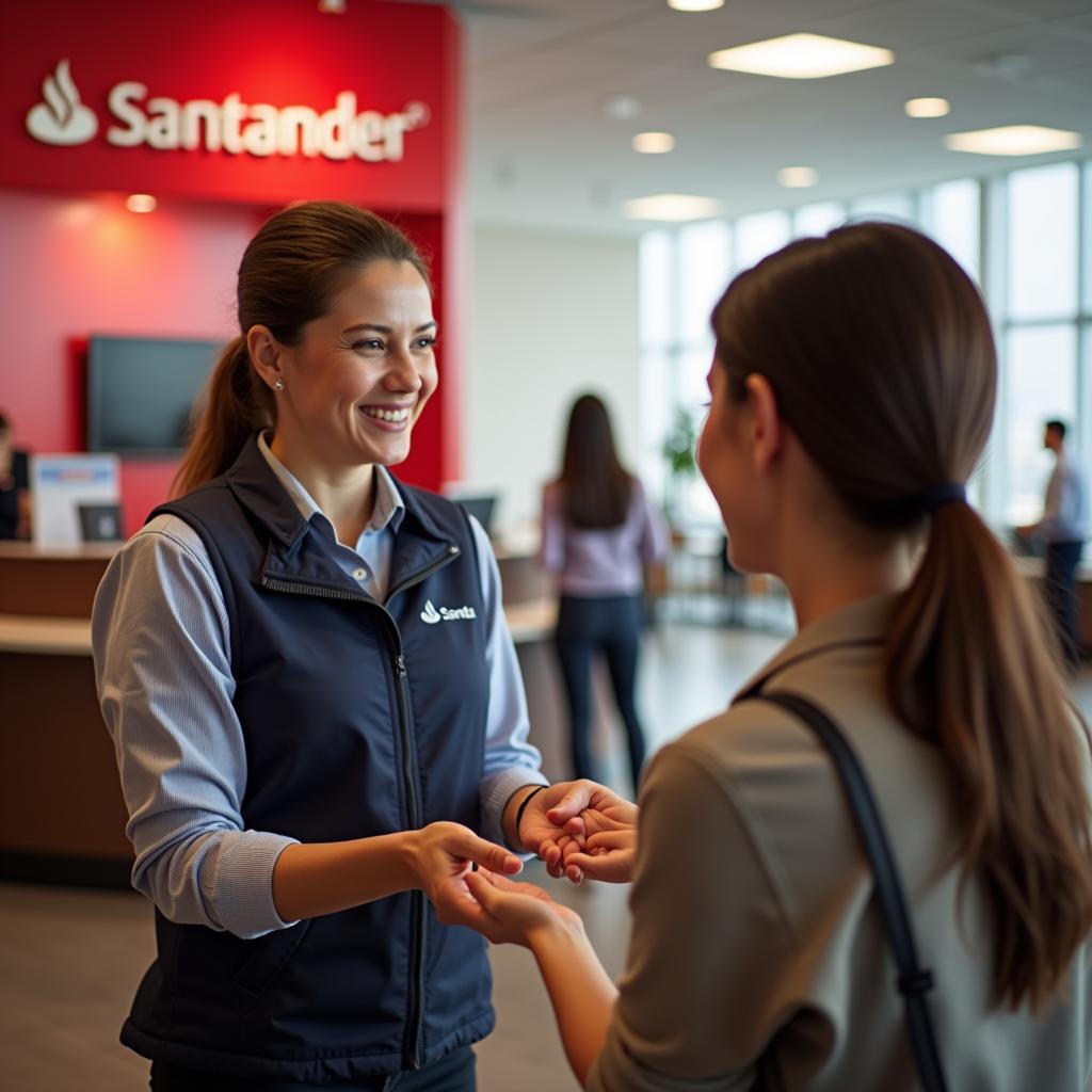 Kundenberatung in einer Santander Bank Filiale