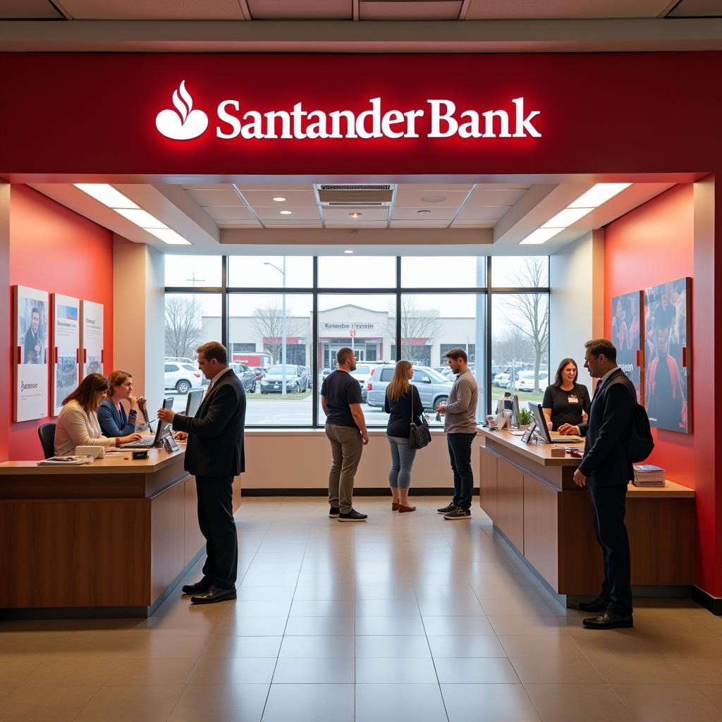 Kundenberatung in einer Santander Bank Filiale