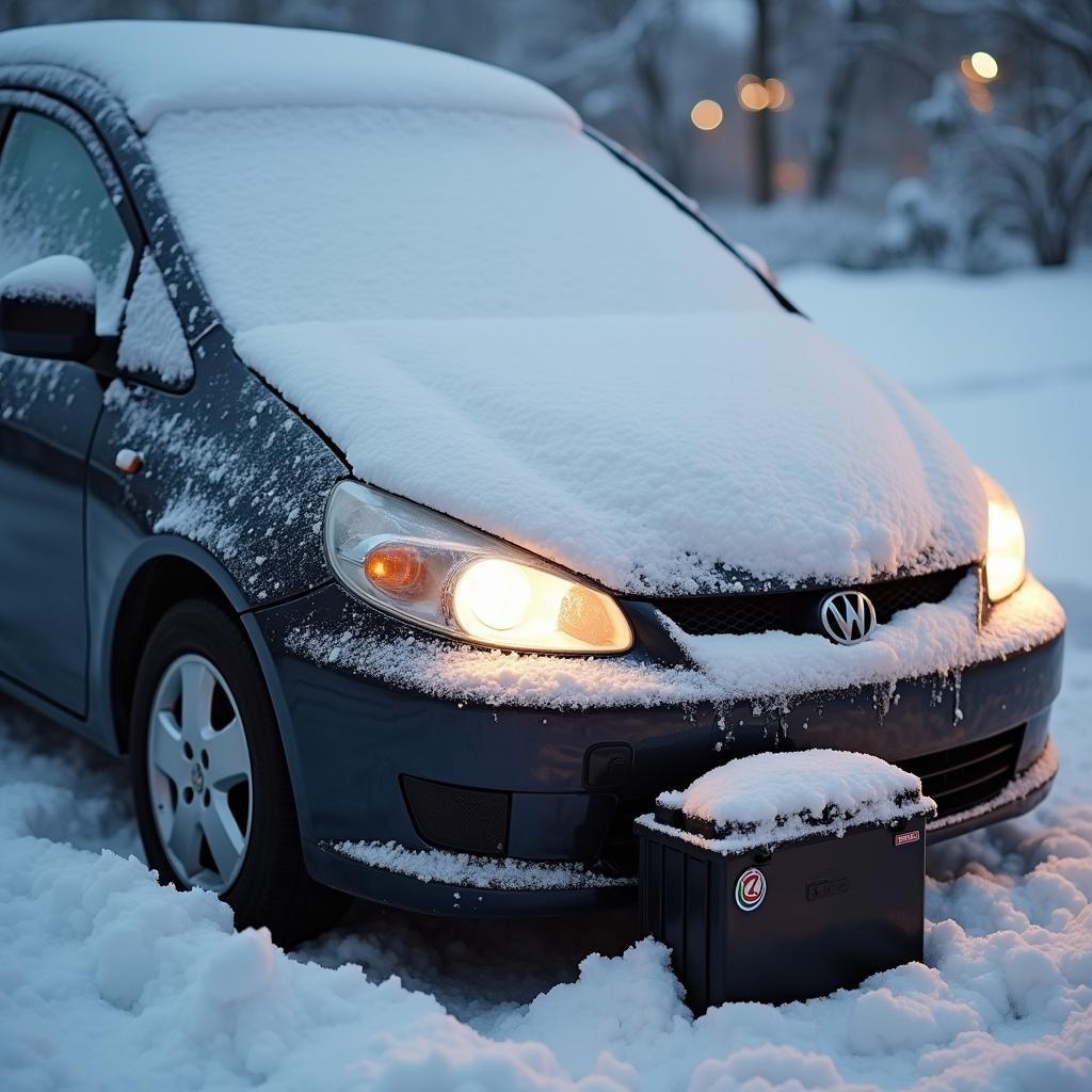 Schwache Autobatterie im Winter bei Schnee und Eis