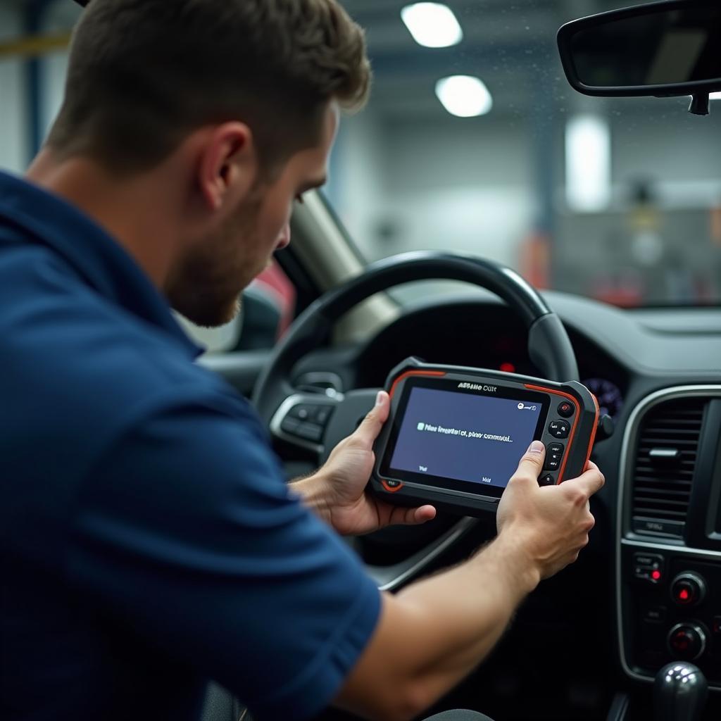 Schwaches Handysignal in der Werkstatt erschwert die Autoreparatur.