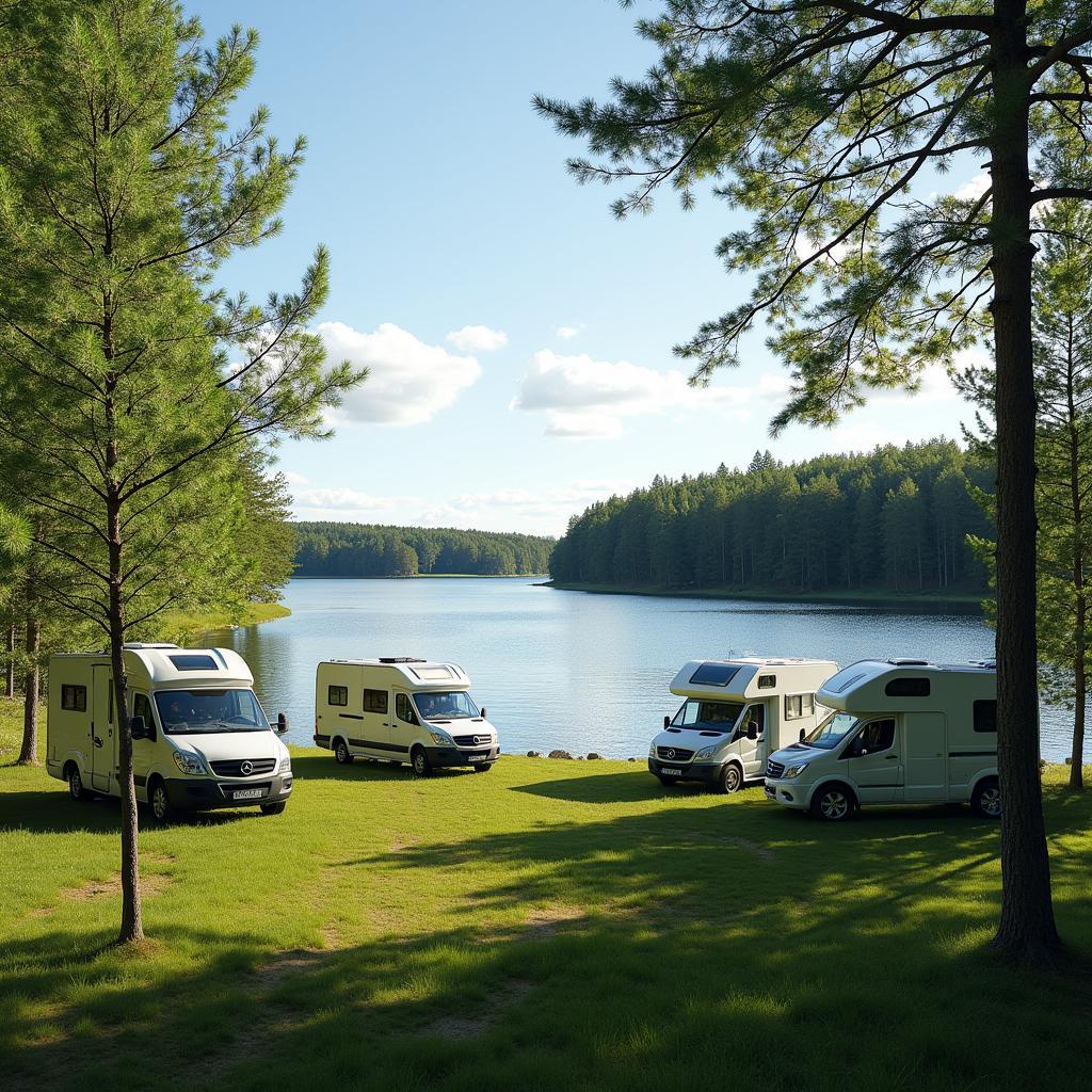 Idyllischer Campingplatz am See in Schweden