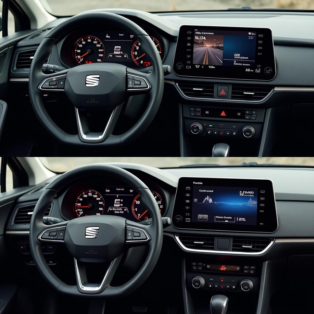 Seat Ateca Cockpit Vergleich Digital-Analog - Gegenüberstellung des virtuellen Cockpits mit den traditionellen analogen Anzeigen.