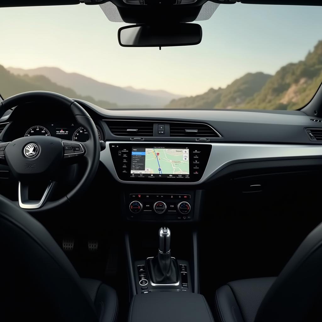 Moderner Skoda Fabia mit integriertem Navigationssystem und Touchscreen