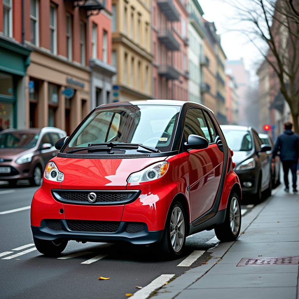 Smart parkt in der Stadt