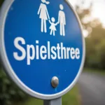 Spielstraße Schild mit spielenden Kindern