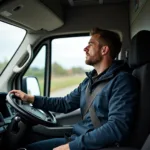 Sprinter Fahrer macht Pause im Fernverkehr