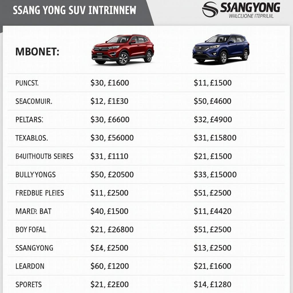 SsangYong SUV Preisübersicht