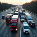 Stau auf der A4 Richtung Polen mit hohem Verkehrsaufkommen, insbesondere während der Ferienzeiten.