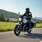 Suzuki VL 1500 auf der Landstraße: Gemütliches Cruisen und die Landschaft genießen.