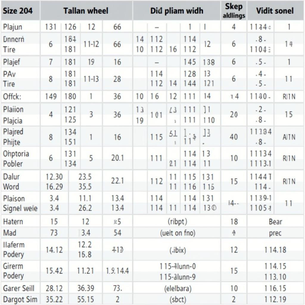 Tabelle der Alufelgengrößen für T4