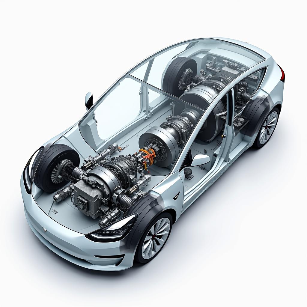 Tesla Model 3 Long Range Elektromotor und Antriebsstrang