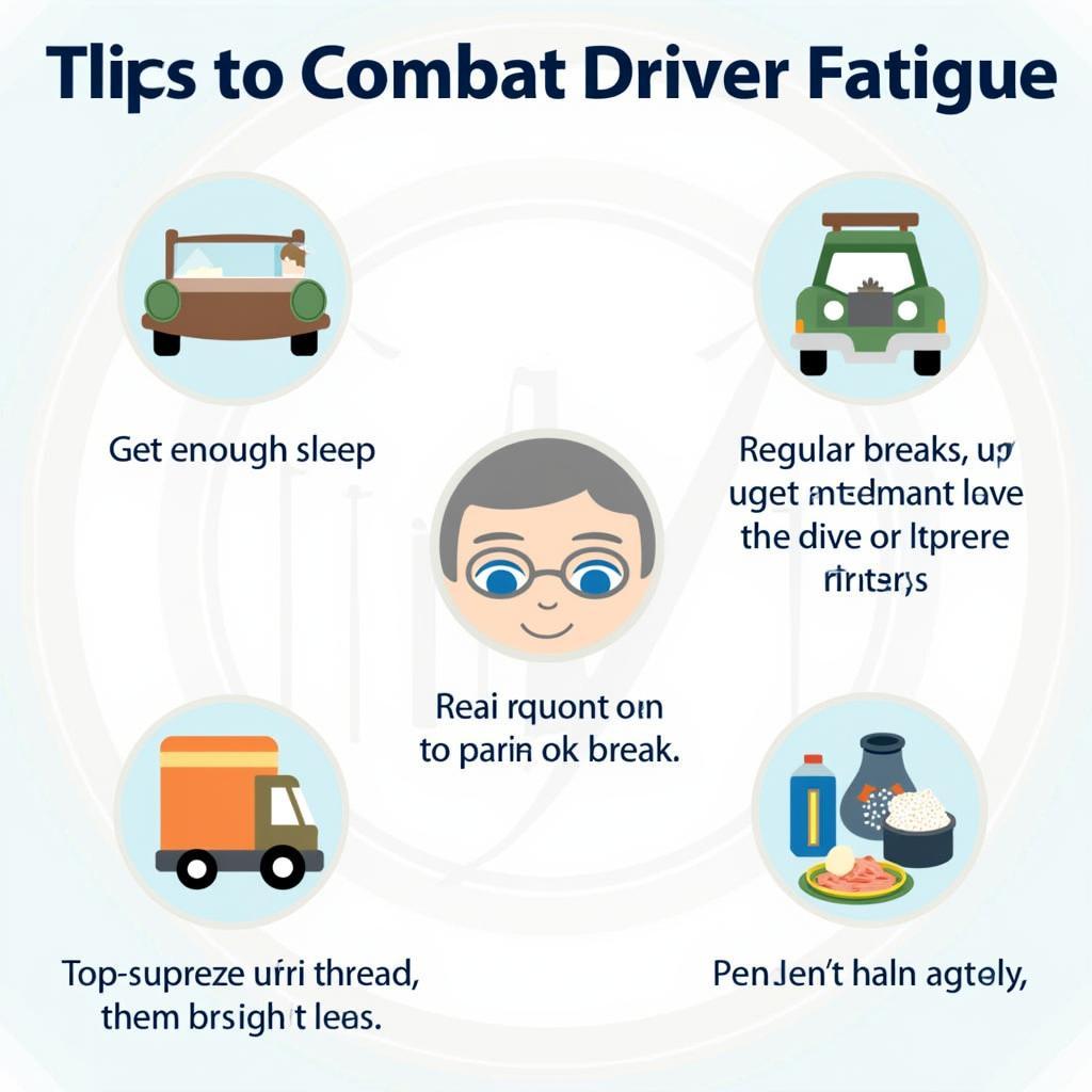 Visual guide or icons representing tips to prevent driver fatigue