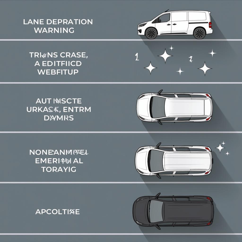 Moderne Sicherheits- und Assistenzsysteme im Toyota Proace Verso 2024, wie Spurhalteassistent, Abstandsregeltempomat und Notbremsassistent.