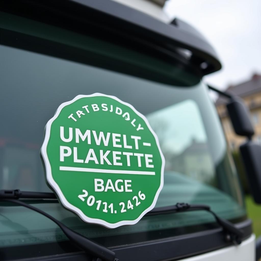 Umweltplakette für LKW an der Windschutzscheibe in Österreich