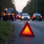 Absicherung der Unfallstelle nach einem Unfall in Gaildorf