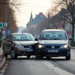 Unfall in Filderstadt: Zwei beschädigte Autos an einer Kreuzung