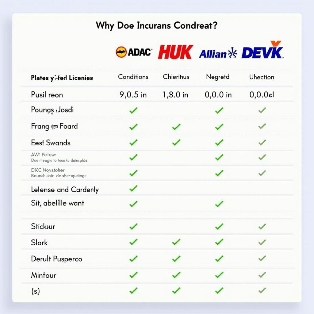 Sammenligning af udbydere af forsikringsnummerplader: ADAC, HUK, Allianz, DEVK - Vilkår og priser.